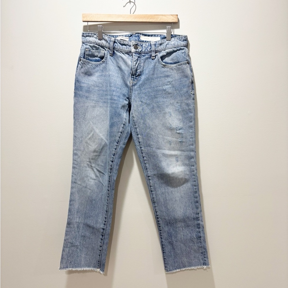 Pilcro and the Letterpress Light Wash Straight-Leg Ankle Jeans Lightly Distress